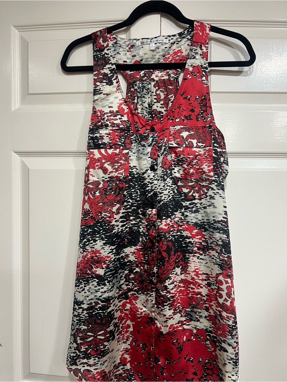 Collective Concepts Womens Tunic Sleeveless Button Up Blouse Size Large NWOT